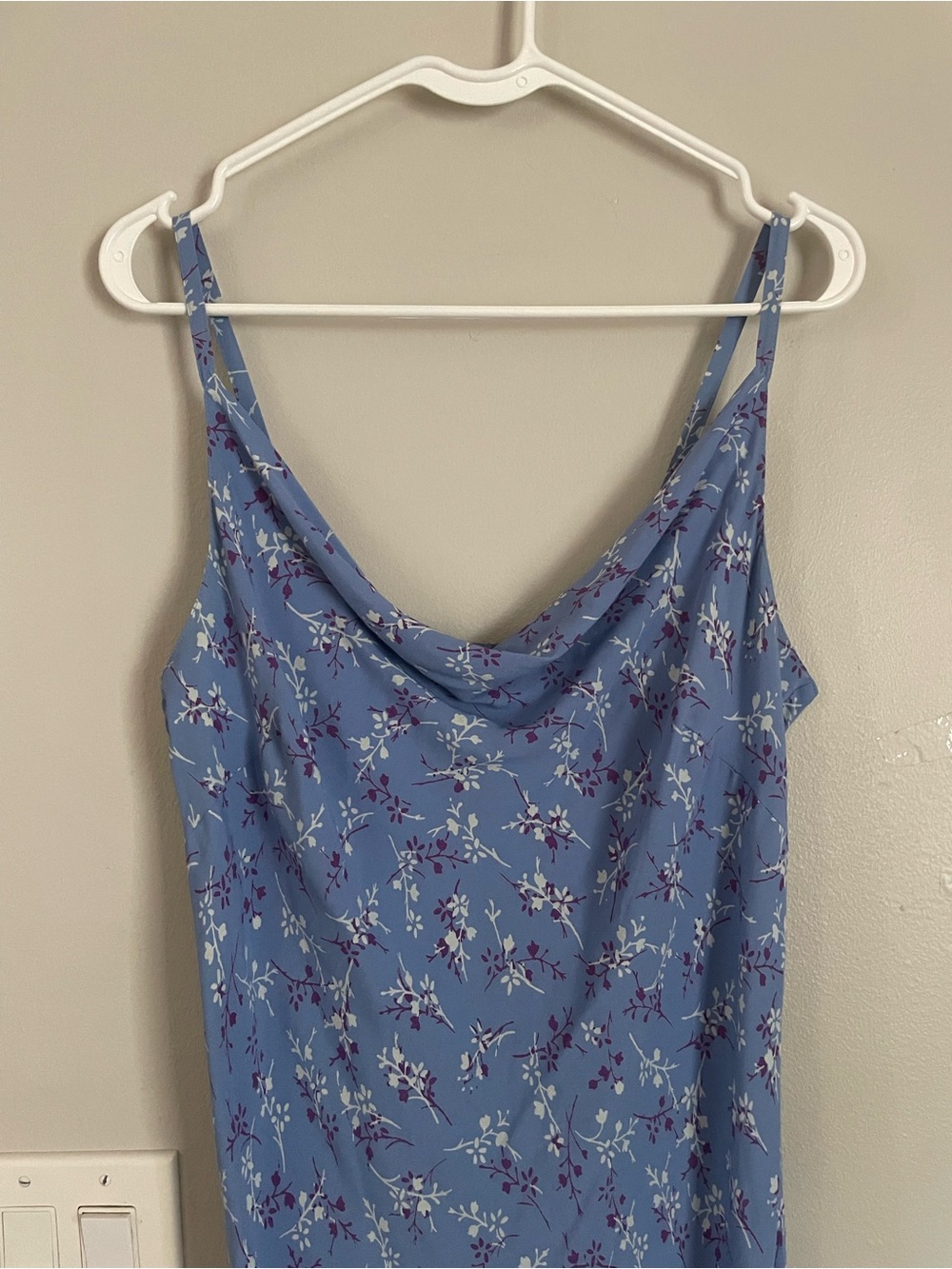 Vintage 2002 Gap Periwinkle Floral Bias Cut Slip Maxi Dress Cowl Neck Sz 10 Y2K - Picture 2 of 8
